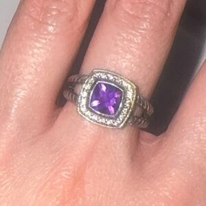David Yurman Albion Amethyst diamond cable ring